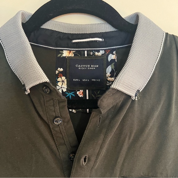 Mens Dark Green Cactus Man Polo Large - Picture 9 of 9